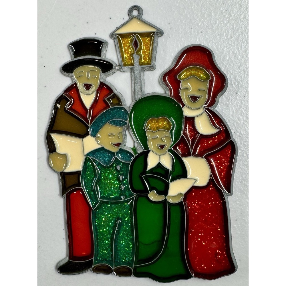 Vintage Christmas Carolers Stained Glass Suncatcher Charles Dickens